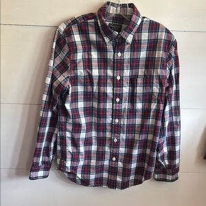 Abercrombie & Fitch Red and Blue Casual Button Down Shirt